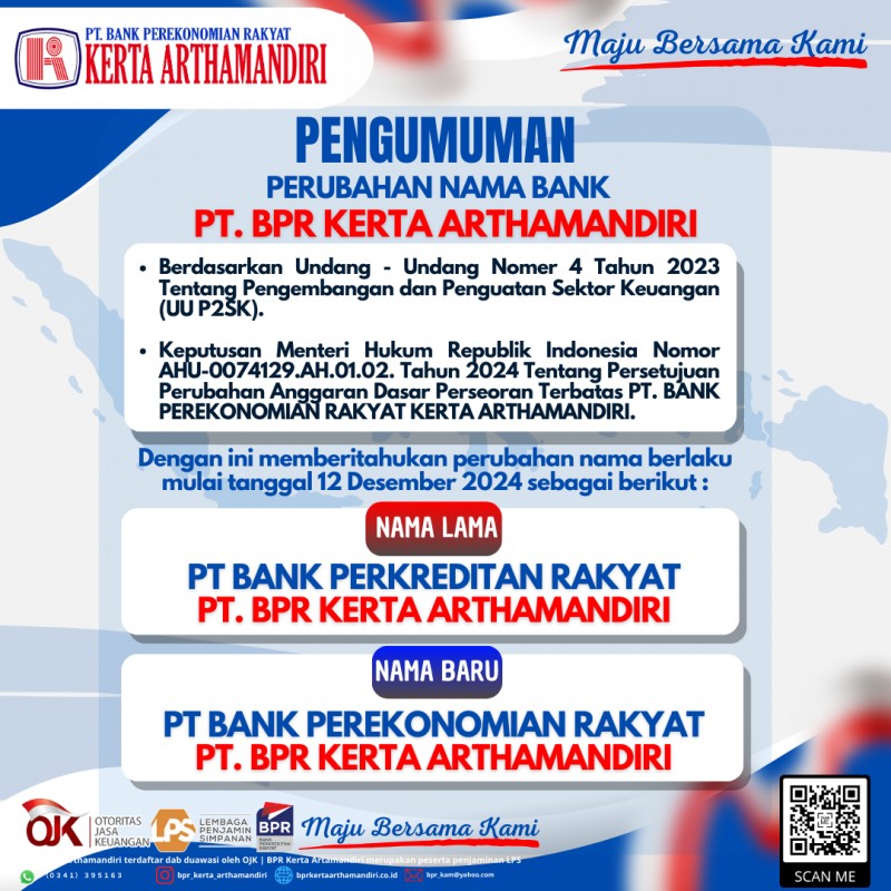 Perubahan nama Bank Perkreditan Rakyat (BPR) menjadi Bank Perekonomian Rakyat (BPR)